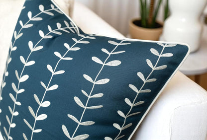 VAGMINE Embroidered Lollipop Pillow Cover - 20x20 Inches Square - 100% Cotton Teal Decorative Cushion Cover - Subtle Modern Pattern - Vibrant Accent for Sofa, Bed, Chair, Living Room