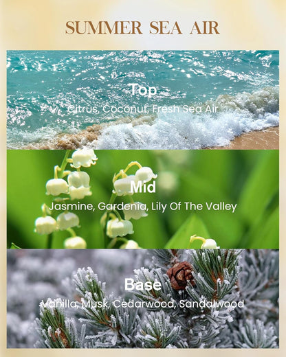 M&SENSE Summer Sea Air Scented Candle, 35 OZ Extra Large 3 Wick Natural Soy Wax Candles 150 Hours Long Lasting Slow Burning, Candles Gift for Spring Home Decor