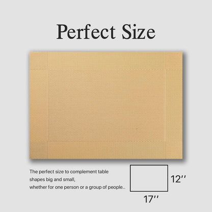 Placemats Set of 4 - Easy Clean Woven Vinyl Placemats for Dining Table, Indoor/Outdoor Place Mats, Washable PVC Table Mats（Gold Cube）