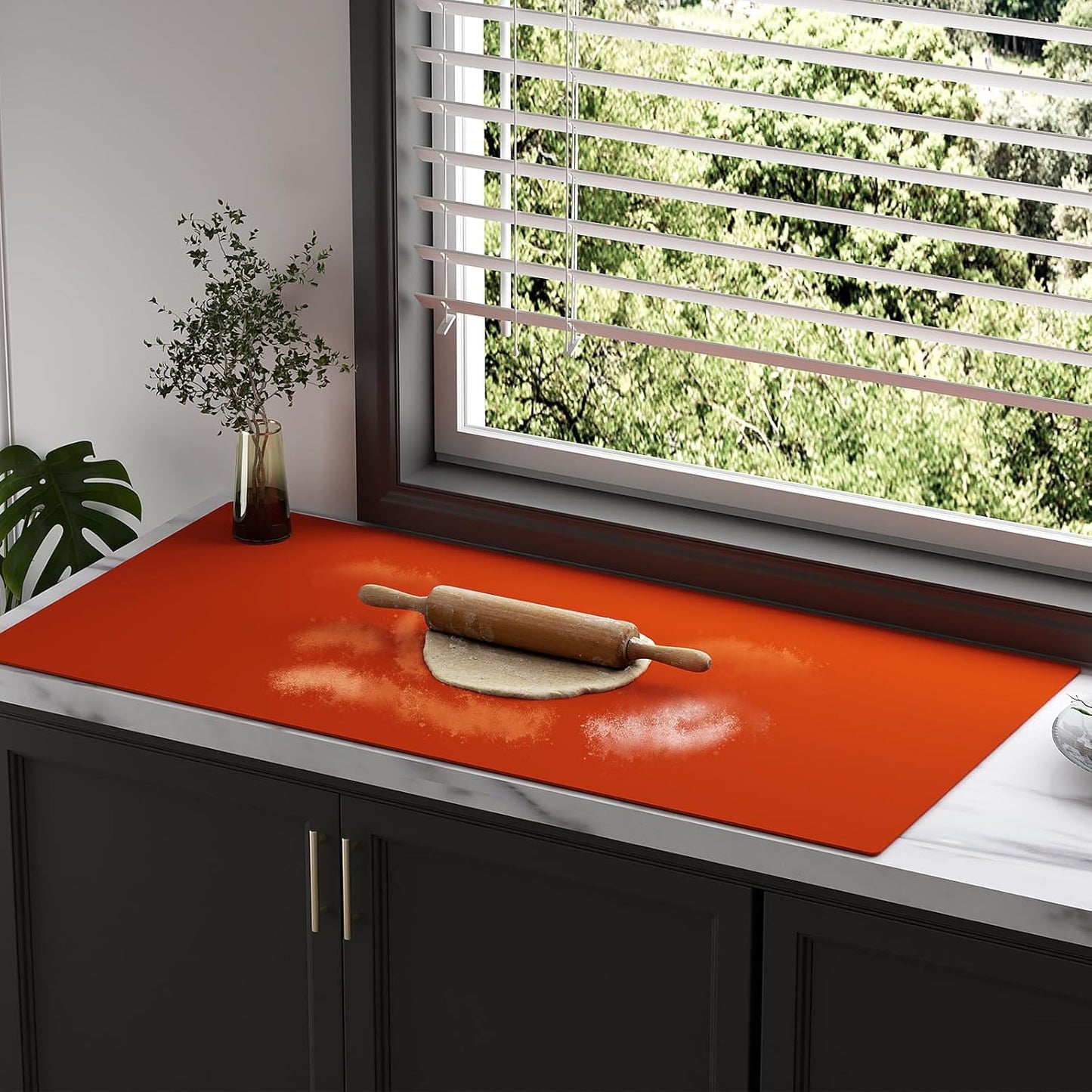 Quality Silicone Table Mat 47x24 Inch - High Heat Resistant (Lab Tested 482°F), Non-Slip Oil-Resistant Surface for Baking & DIY | Waterproof & Easy Clean (Orange)