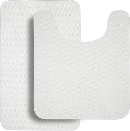 Bathroom Rugs Set 2 Pieces,Thin Bathroom Mats,Toilet Rugs,Quick Dry,Non-Slip,Machine Washable,Low Pile,Absorbent Bath Mats,Shower,Sink,Home Decor Accessories.White,1'5"x2'3"+1'8"x2" U Shape