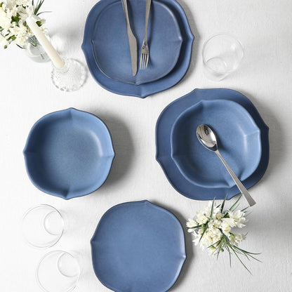 Stone Lain Baskerville 16-Piece Dinnerware Set Stoneware, Borosilicate Glass, Blue