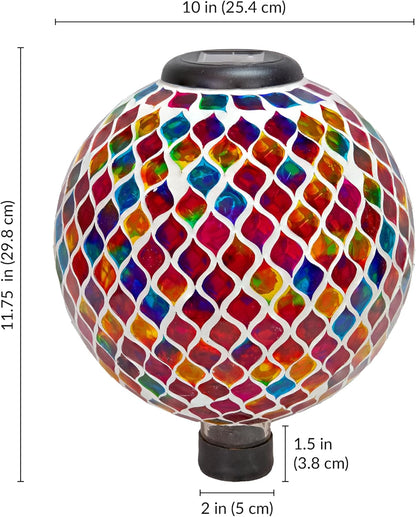 Sunnydaze 10-Inch Solar Gazing Ball for Garden - Glass Outdoor Gazing Globe - Summer Trellis