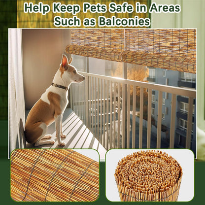 Barydat 1 Pcs 4 x 16.4 ft Bamboo Privacy Screen, Reed Fence Roller Patio Decorative Fences Reed Screen Curtain for Garden Backyard Patio Balconies