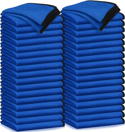 Tallew 50 Pcs Microfiber Towels 16 Inch x 16 Inch Microfiber Cloth Car Drying Towels for Cars Washing Polishing Office Windows Cleaning Household Supplies (Blue)