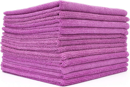 The Rag Company - All-Purpose Microfiber Terry Cleaning Towels - Commercial Grade, Highly Absorbent, Lint-Free, Streak-Free, Kitchens, Bathrooms, Offices, 300gsm, 12in x 12in, Lavender (12-Pack)