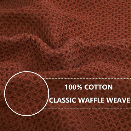 Homaxy 100% Cotton Waffle Weave Kitchen Dish Cloths, Ultra Soft Absorbent Quick Drying Dish Towels, 12 x 12 Inches, 12-Pack, Rust