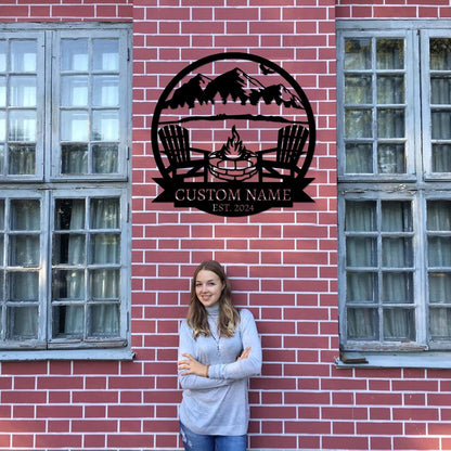 Personalized Camping Signs | Custom Metal Sign | Custom Mountain Campfire Sign | Custom Signs Outdoor Metal | Family Name Sign | Personalized Campfire Name Sign | Metal Wall Art | Camping Signs