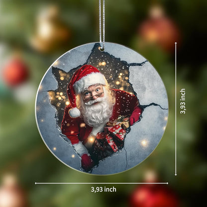 Jabihome Christmas Ornaments 2025, Exchange for Women, Men, Collectible Dated Year Ornaments for Tree, Unique Acrylic Suncatcher, Printed Stained Glass Effect Decor (Santa Peek)