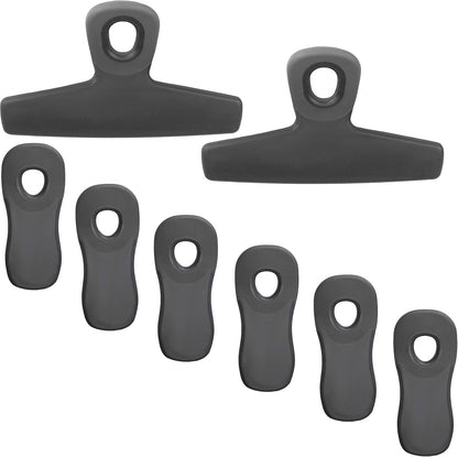 COOK WITH COLOR Bag Clips, Heavy Duty Chip Clip and Refrigerator Magnet Clips for Food Storage with Air Tight Seal Grip for Snack Bags and Food Bags (Grey, Pack of 8)