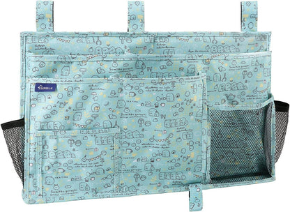 Surblue Bedside Caddy Hanging Bed Organizer Storage Bag Pocket for Bunk and Hospital Beds, College Dorm Rooms Baby Bed Rails, Camp 8 Pockets, (Large, Cartoon)