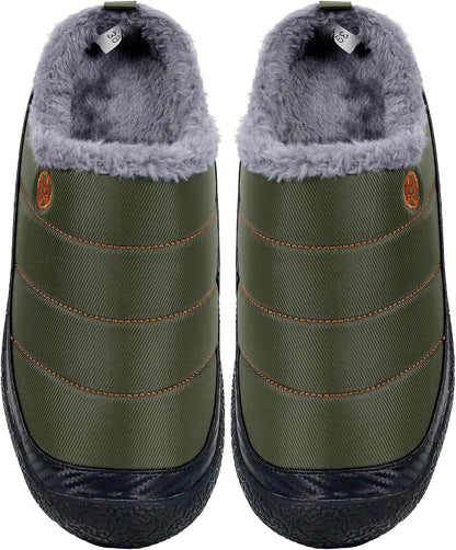 Womens Mens House Slippers Slip on Snow Winter Warm Fully Fur Lined Slippers Indoor Outdoor Shoes