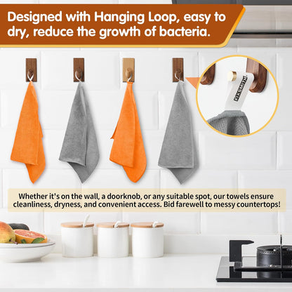 FIXSMITH Microfiber Cleaning Cloth -Pack of 8, Highly Absorbent Cleaning Rags(Grey&Orange), 16"X12" All Purpose Cleaning Towels for Housekeeping, Kitchen, Car, Reusable Microfiber Towels