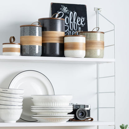 Spice Jars with Lid, Coffee Container Kitchen Food Storage Jars for Spice Sugar Tea Bag, Stackable Decorative Canisters for Countertop, 37oz