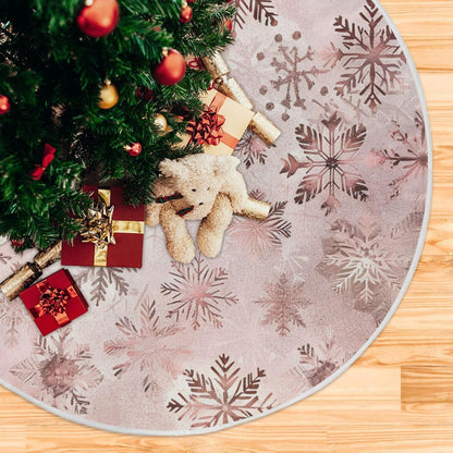 Christmas Tree Skirt, 36 Inch Seamless Pattern Rose Gold Snowflakes Xmas Tree Skirt for Christmas New Year Party Decorations Christmas Tree Mat