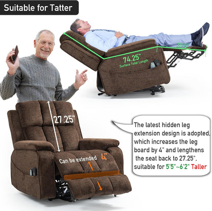 Lazy Boy Recliner Chair, Postoperative Recovery，Retractable 23'' Extra-Long Leg Support Lift Chair Hold up to 400lb，25.5'' Oversized Recliner seat for Big and Tall