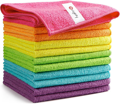 Orighty Microfiber Cleaning Cloth Pack of 12, Microfiber Towels for Cars, Highly Absorbent Car Cleaning Supplies, Lint Free Cloths Clean Rags for Car Care, House, Kitchen, 12x12 inch