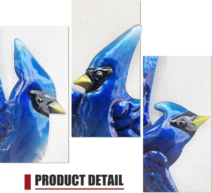 J-Fly Metal Birds Wall Decoration Bird Wall Hanging Decor Outdoor Metal Wall Art Blue Bird Outdoor Decor Suitable for Living Room Bedroom Patio Kitchen Outdoor Fence Decoration 9 Inch