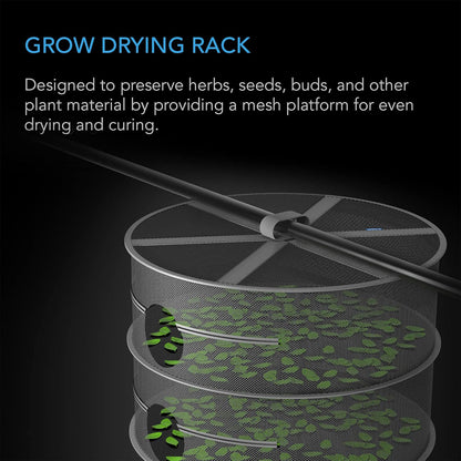 AC Infinity Herb Drying Rack, 2-Layer Hanging Mesh Net for Plants, Seeds, and Buds, 18" Diameter Fit in Grow Tents Closets Hydroponics