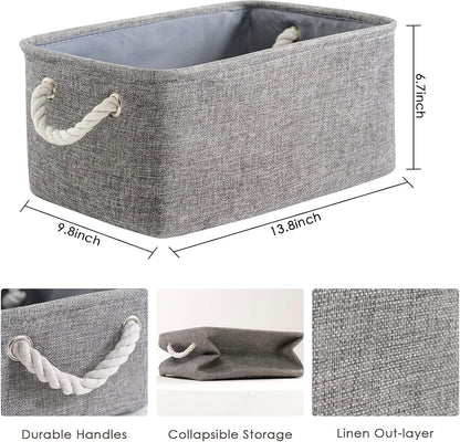 TheWarmHome Storage Bins - Medium 3 Pack Storage Baskets for Organizing Shelves | Fabric Storage Cubes Organizer for Linen Closet Nursery Home Decor Grey