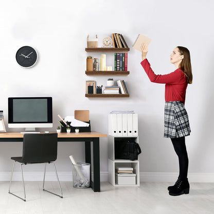 Sorbus Floating Shelves for Wall, Bathroom Shelves Wall Mounted for Kitchen, Bedroom, Bathroom Storage Over Toilet, Hanging Book Shelf for Ｗall Home Decor Living Room (Walnut, 3 Pack)