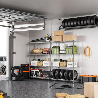 IZEUK 4-Tier Adjustable Heavy Duty Metal Wire Shelving Unit, Wide Storage Rack Organizer for Garage, Kitchen, Office, Dorm, Warehouse (Silver, 15.8" D x 45.8" W x 59.4" H, 1400 lbs Capacity)