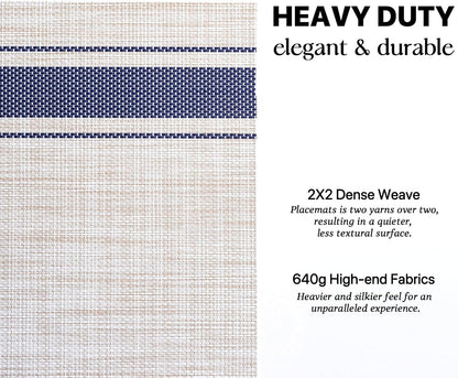 LEXMORE Placemats Set of 8 Vinyl/Plastic Woven Place Mats for Kitchen Table Indoor/Outdoor Washable Placemat Wipeable Dining Table Mats(Blue Skyline)