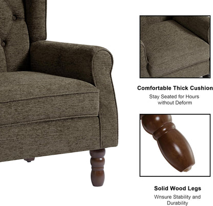 Accent Chair, Upholstered Armchair with Button Tufted High Back & Solid Wood Legs, Comfy Wingback Reading Single Sofa Chair for Small Spaces, Living Room, Bedroom (Taupe, Set of 2)