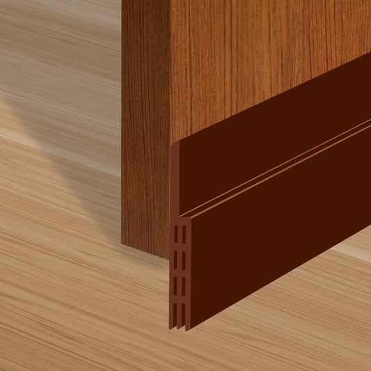 Adhesive Backed Door Draft Stopper – Silicone Under Door Sweep for Interior & Exterior Doors, Noise & Air Insulation, Self Stick Weather Stripping Door Seal, 2" W x 39" L (Brown) by Randall Mfg