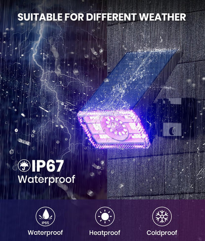 Solar Spot Lights Outdoor 2-Pack Multicolor IP65 Waterproof RGB - 6 Colors, 2 Modes, 105° Adjustable 58 LED Flood Lights, Solar Powered Spotlights for Yard, Garden, House & Landscape Lighting Outside