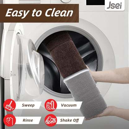 JSEI Entryway Rugs Doormat 32"x48", Non-Slip Dirt Trapper Door Mats Indoor, Washable Absorbent and Stain Resist Welcome Floor Mat for Front Door, Dog Door Mat, Muddy Wet Shoes & Paws, Brown