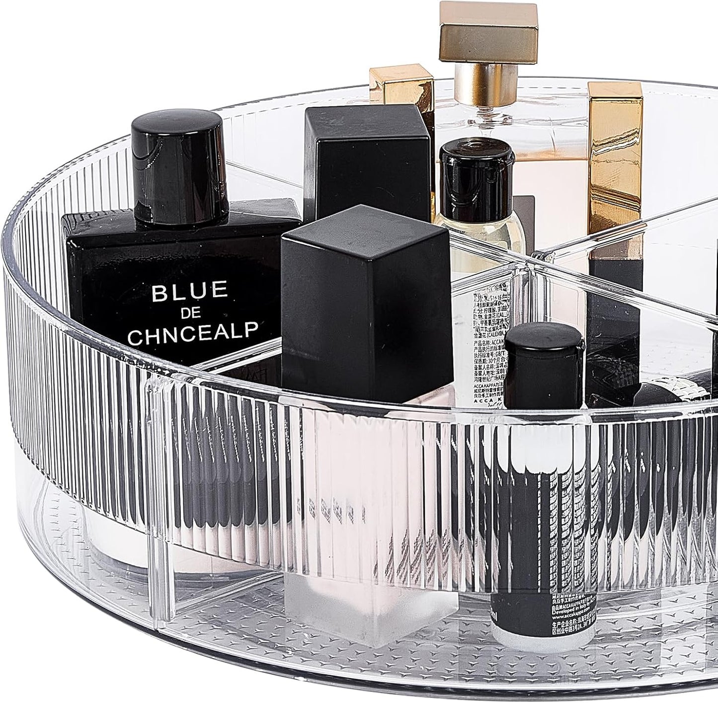 FreshKeeper Plastic Lazy Susan Organizer, Clear Pantry Lazy Susan Turntable for Cabinet and Kitchen 11’’ with Removable Dividers