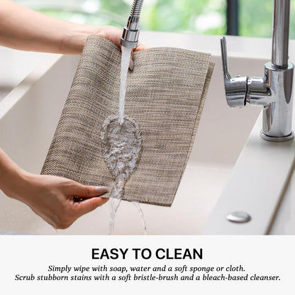 LEXMORE Placemats Set of 4 Vinyl/Plastic Woven Place Mats for Kitchen Table Indoor/Outdoor Washable Placemat Wipeable Dining Table Mats(A-Cappuccino)