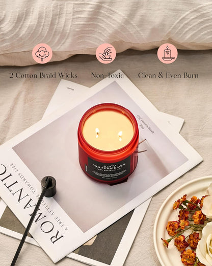 M&SENSE Juicy Watermelon Scented Candle - 11.6oz Clean Non Toxic Natural Soy Wax 70-Hour Burn Long Lasting Candle, 2-Wick Fruit Scent for Home Decor & Housewarming Gifts - Fragrance for Women & Men