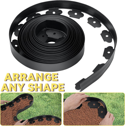 GOTGELIF No Dig Landscape Edging Border, 2'' Tall 40FT Garden Edging Kit with 60pcs Anchoring Stakes for Lawn, Flower Beds, Gardens and Yards (Black)