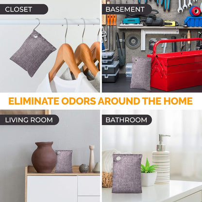 Activated Charcoal Odor Absorber for Strong Odors in Car, Closet, Shoe, Basement. 10 Activated Charcoal Bags Odor Absorbers for Home. Bamboo Charcoals Air Purifying Bag Charcoals Deodorizer Eliminator