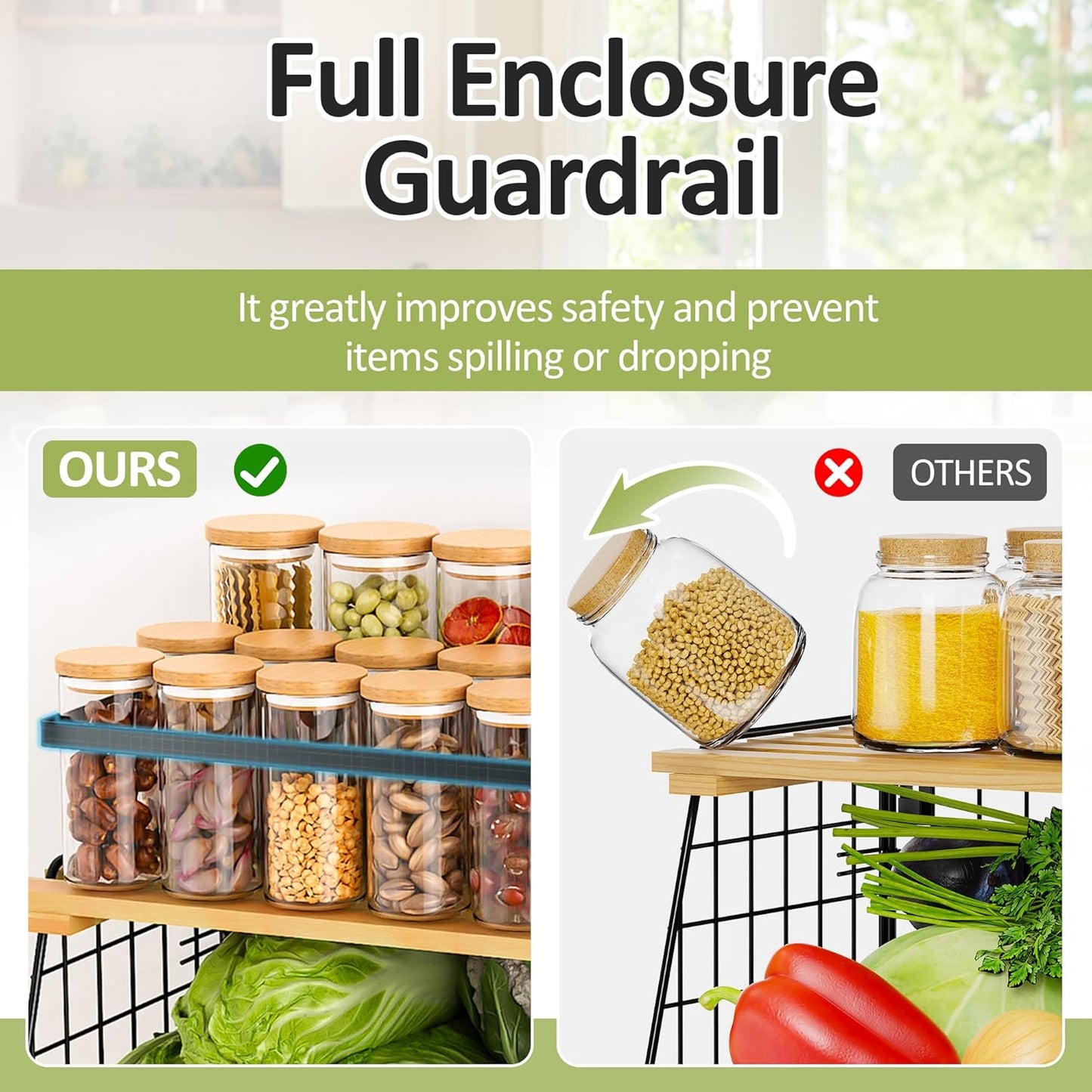 Magnetic Shelf for Fridge: Fruit Potato and Onion Storage Bin - Magnetic Spice Rack for Refrigerator & Kitchen Counter - Pantry Organizers and Storage