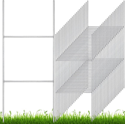 60 Pcs H Stakes for Yard Signs 24'' x 10'' Metal Heavy Duty H Frame Lawn Wire Stakes Weatherproof Metal Sign Holder Bulk for 4mm 5mm Corrugated Signs Board Guidepost Yard House Garden Decor