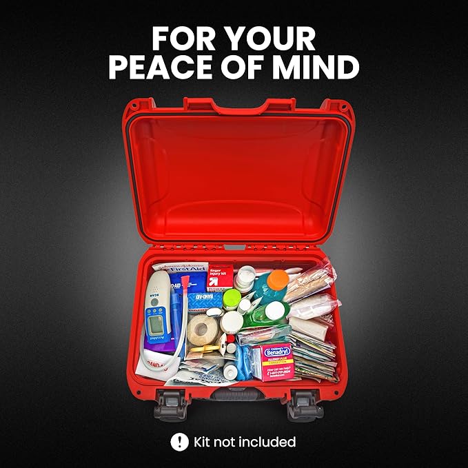NANUK 915 Waterproof First Aid Box Empty – Durable, Medical First Aid Organizer Case, IP67-Rated, Dustproof, Impact-Resistant, and Floats (13.8" x 9.3" x 6.2") – Red