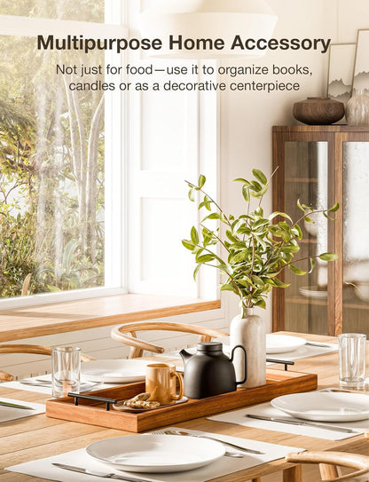 24" Large Charcuterie Tray with Handles, Extra Long Wooden Serving Cheese Boards - Serving Platter for Meat, Party Appetizers, Outdoor & Fruits Display (Acacia Wood)