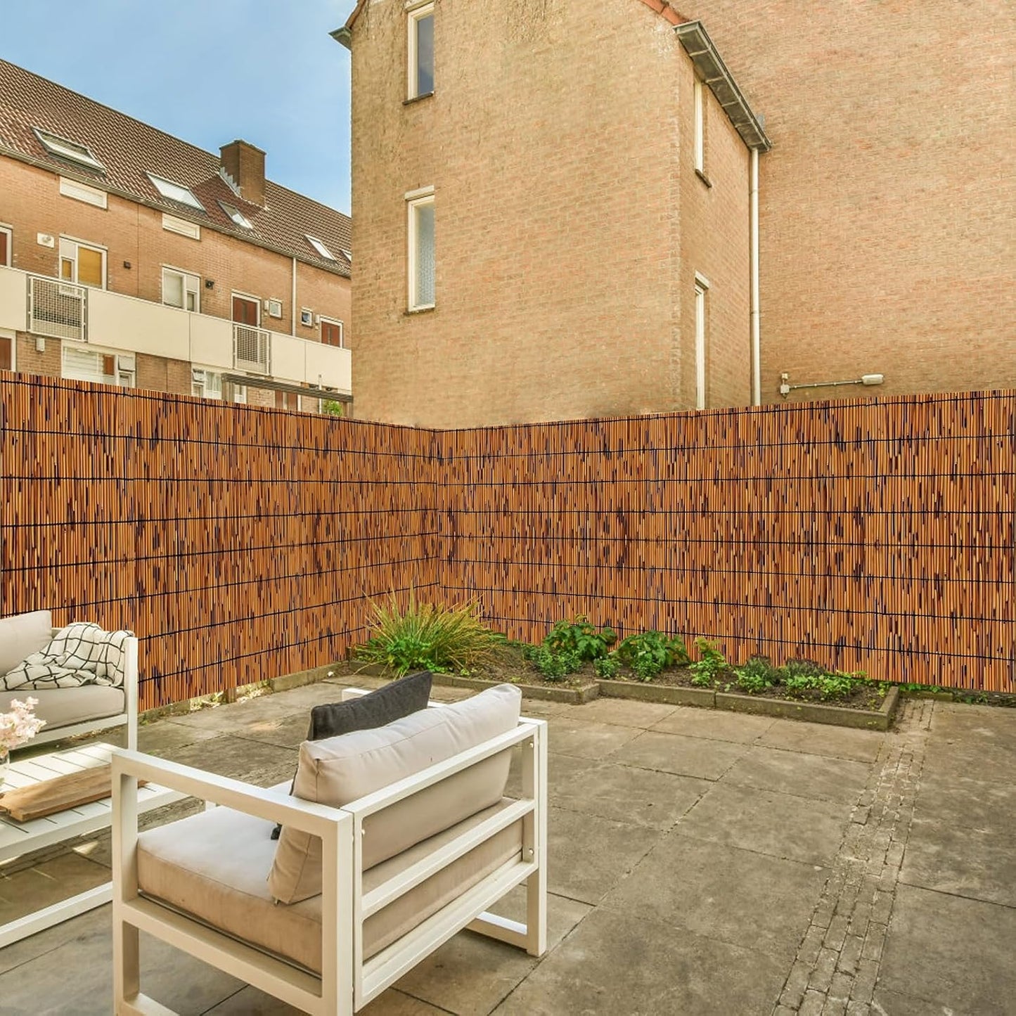 Bamboo Reed Fencing, Light Russet Bamboo Fence Rolls 6ft High, Decorative Privacy Screen Reed Curtains for Patio Balcony Garden Backyard Outdoor, 6 x 16 FT (2 Pcs)