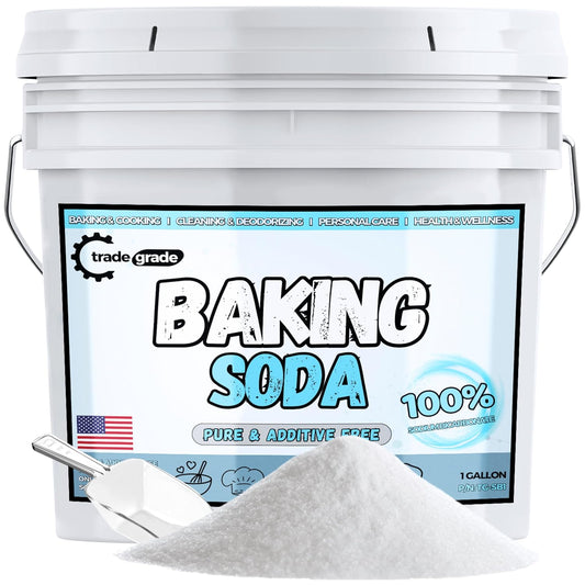 TradeGrade Pure Baking Soda Powder – 1 Gallon Bucket, Sodium Bicarbonate Powder | Premium Food-Grade for Baking, Bread, Cookies & More | Baking Soda for Cleaning, Natural Cleaner & Deodorizer (1 Gallon)