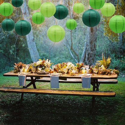 Paper Lanterns Party Decorations Green - Hanging Paper Lanterns Indoor Outdoor - Football Theme Birthday Baby Shower Graduation Wedding St. Patrick's Day Party Supplies, 15pcs