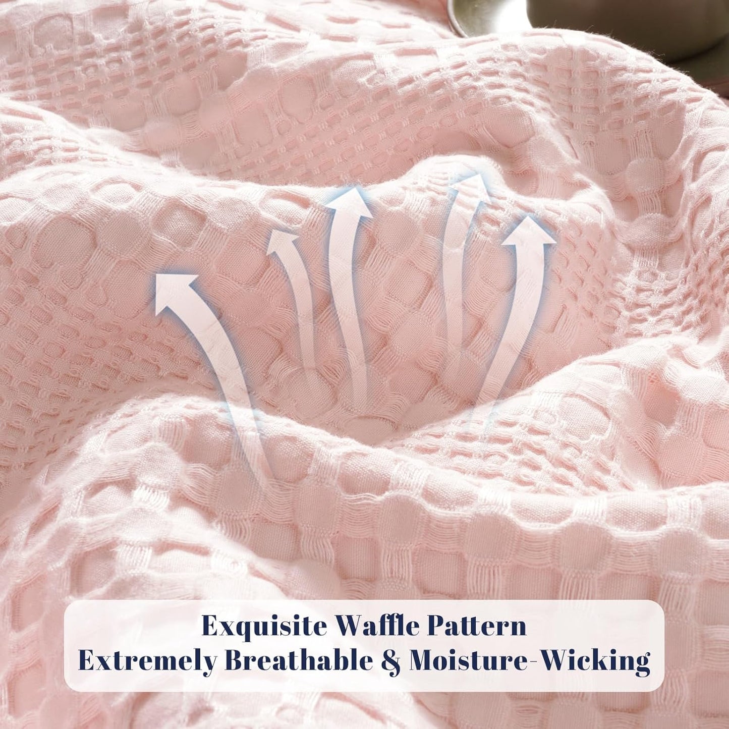 PHF Cooling Waffle Blanket King Size, Lightweight 60% Rayon Derived from Bamboo & 40% Cotton Breathable Blanket for Hot Sleepers, Soft and Luxury for Bed Couch and Sofa, 104"x90", Pink