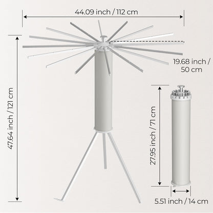 Tripod Clothes Drying Rack, Garment Rack Portable and Foldable Space Saving Laundry Drying Rack - Dryer Rack Clothing Floor Folding Balcony Bedroom Household (Silver(Aluminum), 16 rods)