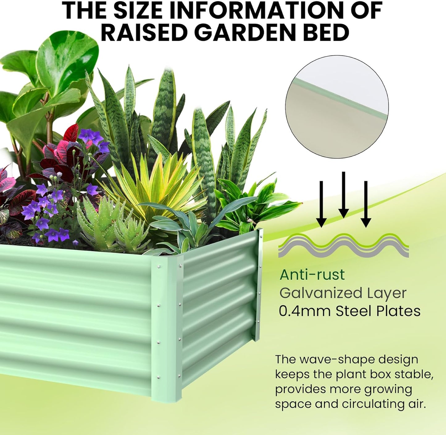 Galvanized Raised Garden Bed Outdoor, 2 Pcs 6x3x1FT Outdoor Large Planter Raised Beds Open Base with Safety Edge and Glove for Vegetables Flowers Ground Planter, Green