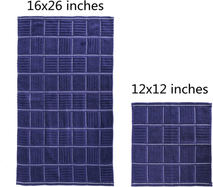 Glynniss Kitchen Towels and Dishcloths Set, Four Dish Towels 16x26 Inches, Four Absorbent Dish Cloths for Washing Dishes 12x12 Inches, Cleaning and Drying for Everyday Use Pack of 8 (Blue)