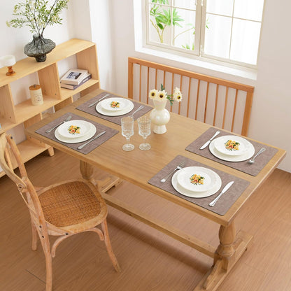 FROMHEART Faux Leather Placemats Set of 6–Waterproof,Heat/Oil Stain-Resistant PU Table Mat–Reversible,Non-Slip,Easy to Clean Place Mats for Kitchen,Dining,Indoor/Outdoor,(Dark Coffee,11.8" x 17")