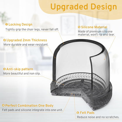 24PCS Round Chair Leg Floor Protectors, Furniture Sliders, Chair Leg Protectors for Hardwood Floors, Non-Slip Felt Furniture Pads, Silicone Cap Covers to Protect Floors, (Fit 1.1" - 1.5")