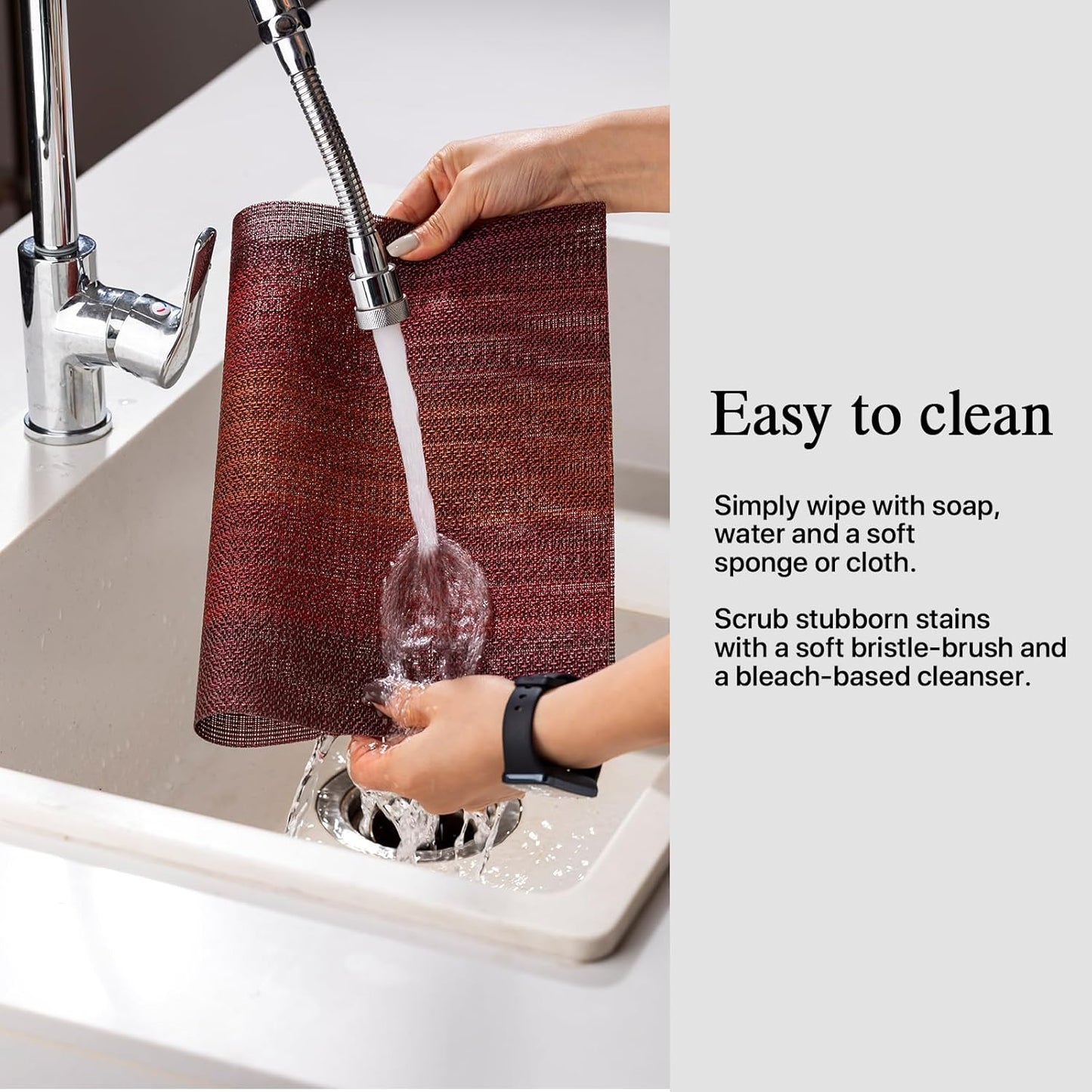 Placemats Set of 6 - Easy Clean Woven Vinyl Placemats for Dining Table, Indoor/Outdoor Place Mats, Washable PVC Table Mats（Pomegranate Parade）